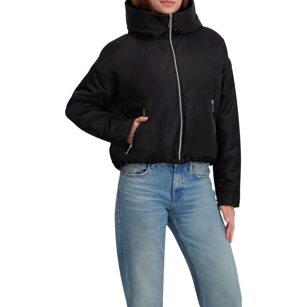 Laundry By Shelli Segal Faux Shearling Lined Hooded Jacket In Black