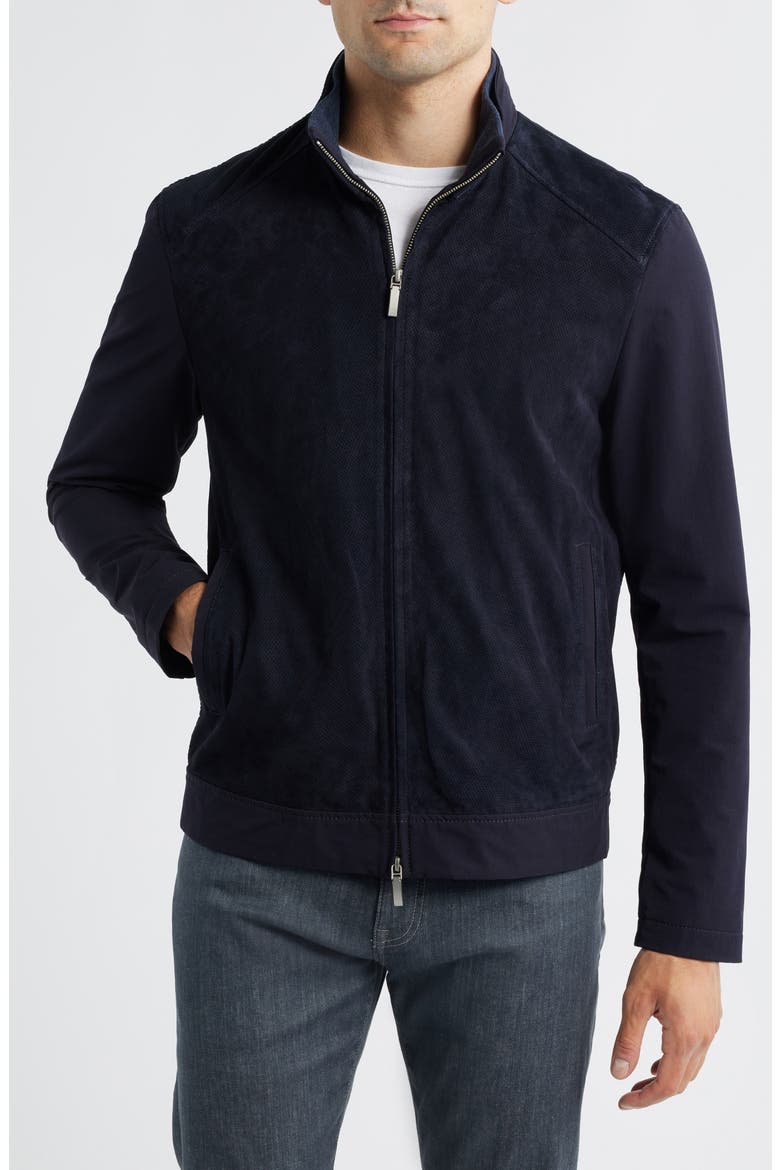 Agnelli Mixed Media Jacket, Alternate, color, NAVY