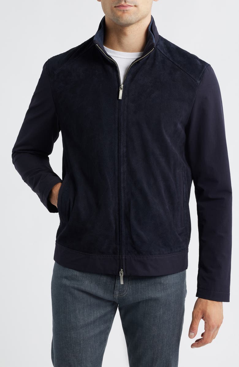 johnnie-O Agnelli Mixed Media Jacket, Alternate, color, Navy