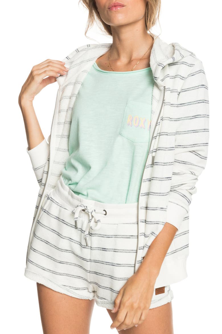 Perfect Wave Stripe Terry Zip Hoodie, Main, color, SNOW WHITE WILL STRIPES