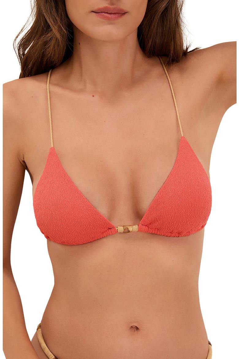 Firenze April Crinkle T-Back Bikini Top, Main, color, PINK