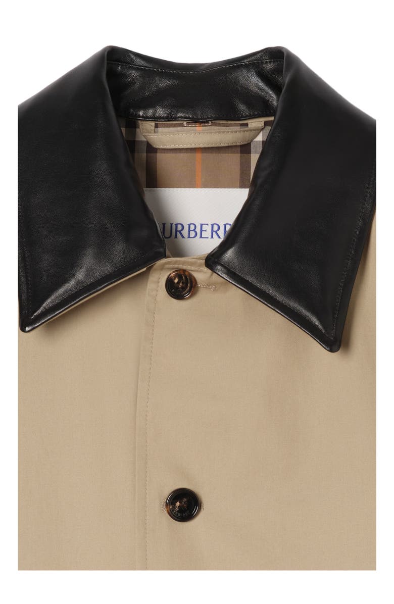 Burberry Mid-length Leather Collar Meadowbank Car Coat, Alternate, color, Saltmarsh Beige