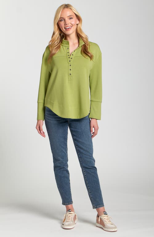 Apny Grommet Henley Long Sleeve Top In Yellow