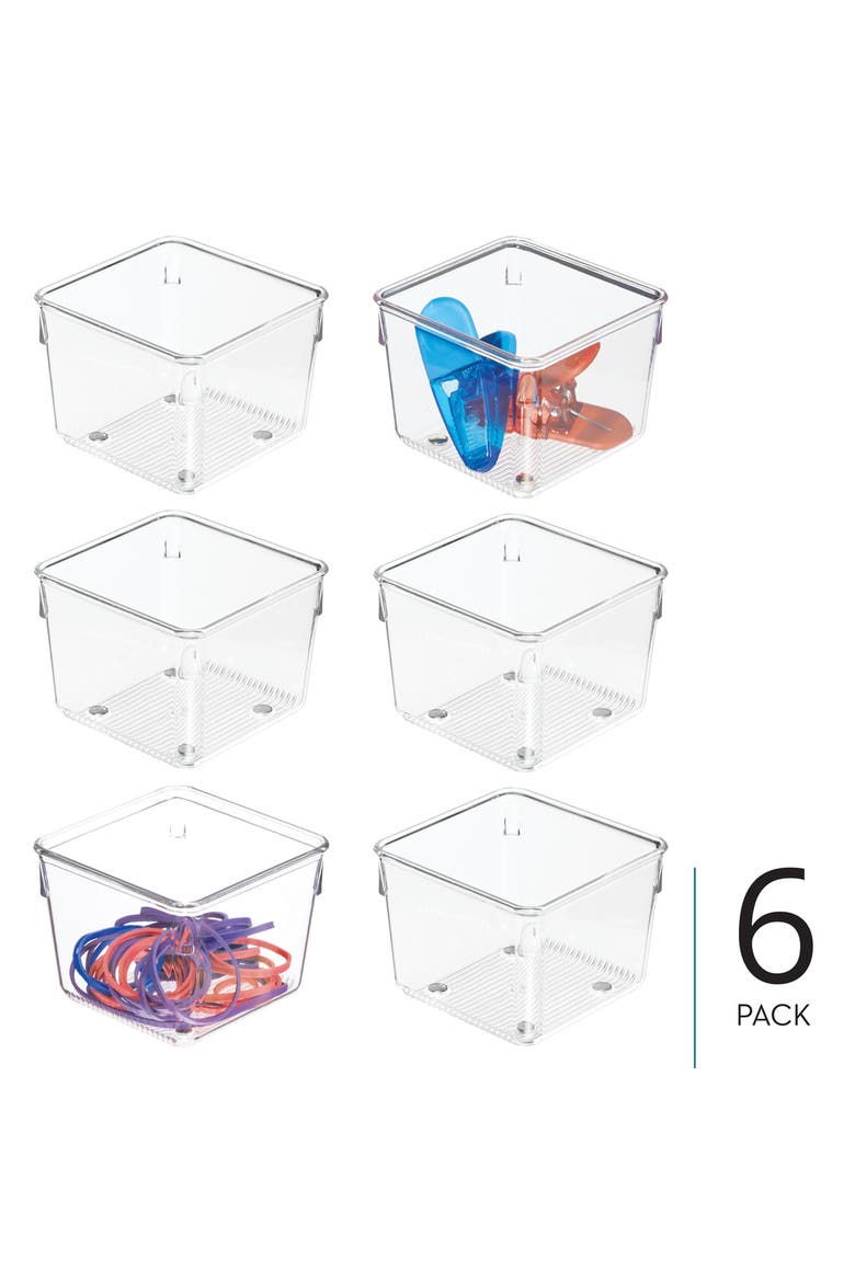 Plastic Drawer Organizer Bins - Storage for Kitchen, Bathroom, and Desk Drawers - Set of 6 - Clear, Alternate, color, Clear