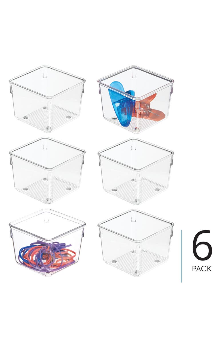 Linus Plastic Drawer Organizer Bins - Storage for Kitchen, Bathroom, and Desk Drawers - Set of 6 - Clear, Alternate, color, Clear