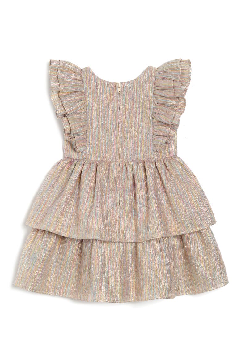 Kids' Metallic Tiered Party Dress, Alternate, color, GOLD