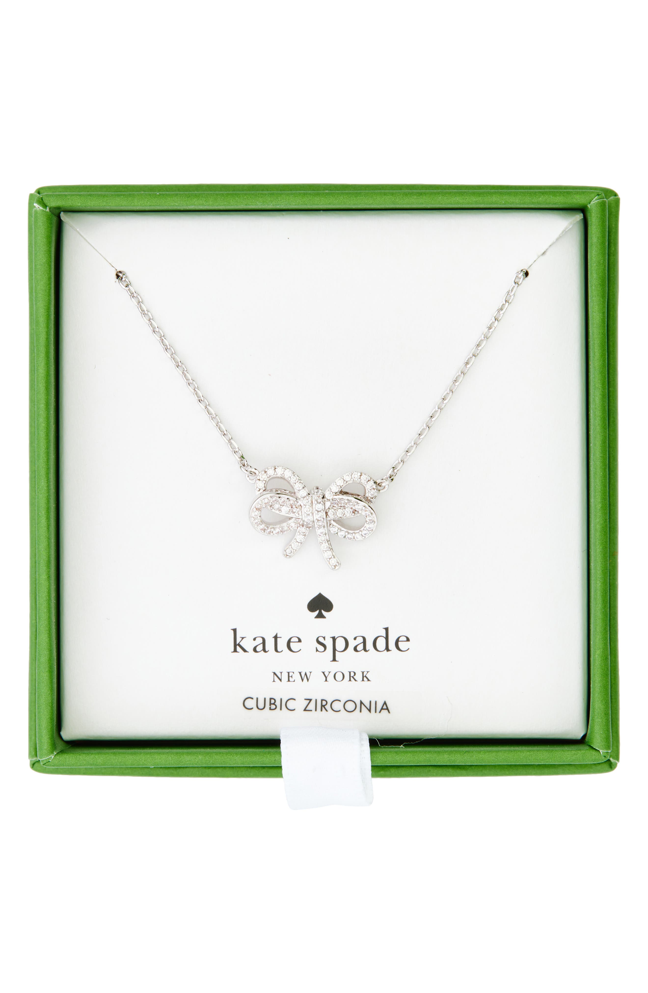 Kate Spade New York bow meets girl pavé cubic zirconia pendant necklace