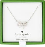 Kate Spade New York bow meets girl pavé cubic zirconia pendant necklace