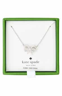 Kate Spade New York bow meets girl pavé cubic zirconia pendant necklace