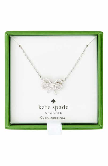 Kate Spade New York bow meets girl pavé cubic zirconia pendant necklace