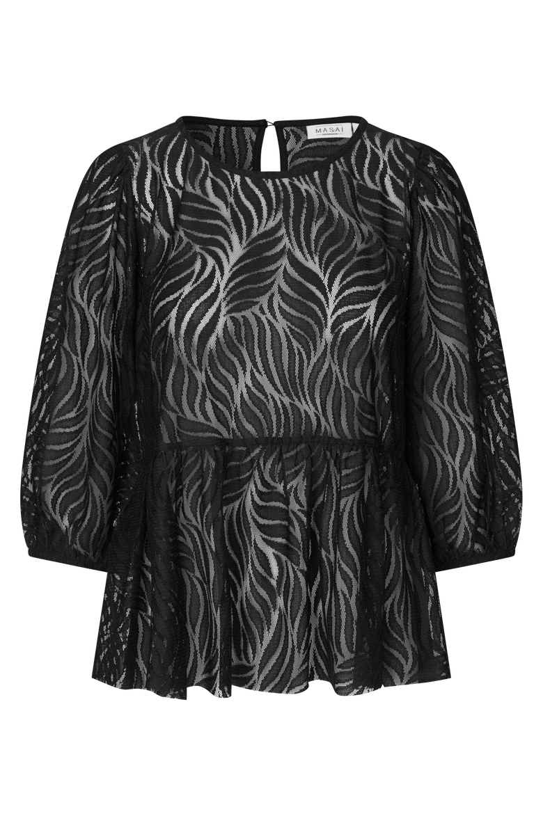 Lace Peplum Top, Alternate, color, Black