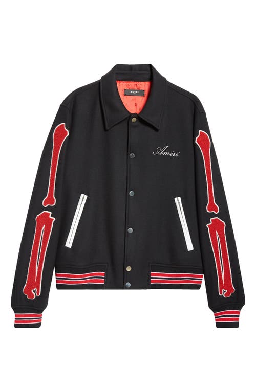 Amiri Ribbed Stripes Bomber Jacket In Black Red
