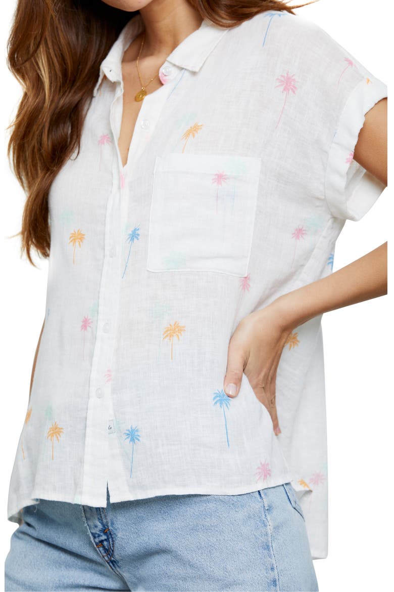 Whitney Print Shirt, Alternate, color, NEON PALMS