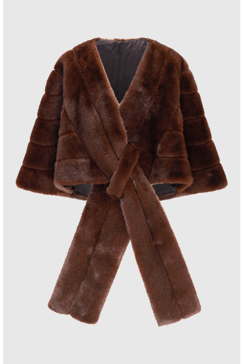 Fur-Free Mink (Faux Fur) Stole, Alternate, color, BROWN