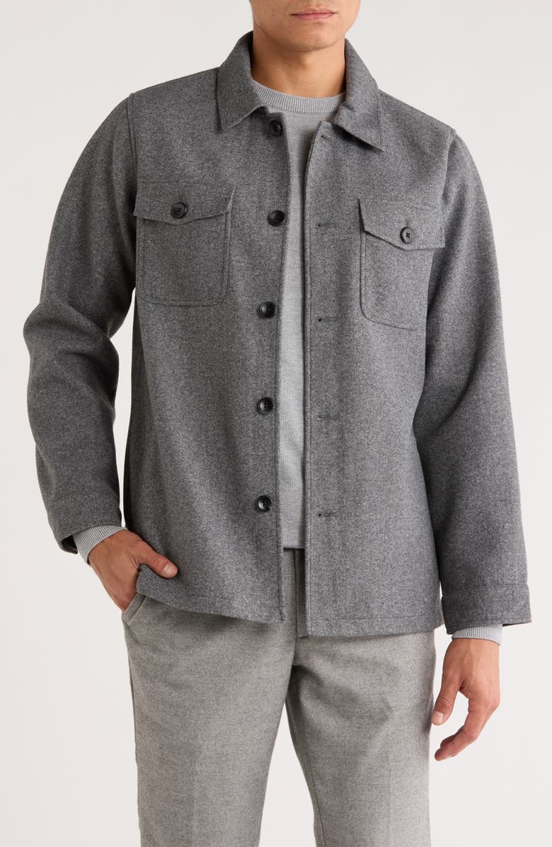 SOUL OF LONDON Melton Shirt Jacket, Main, color, Grey/ Gris