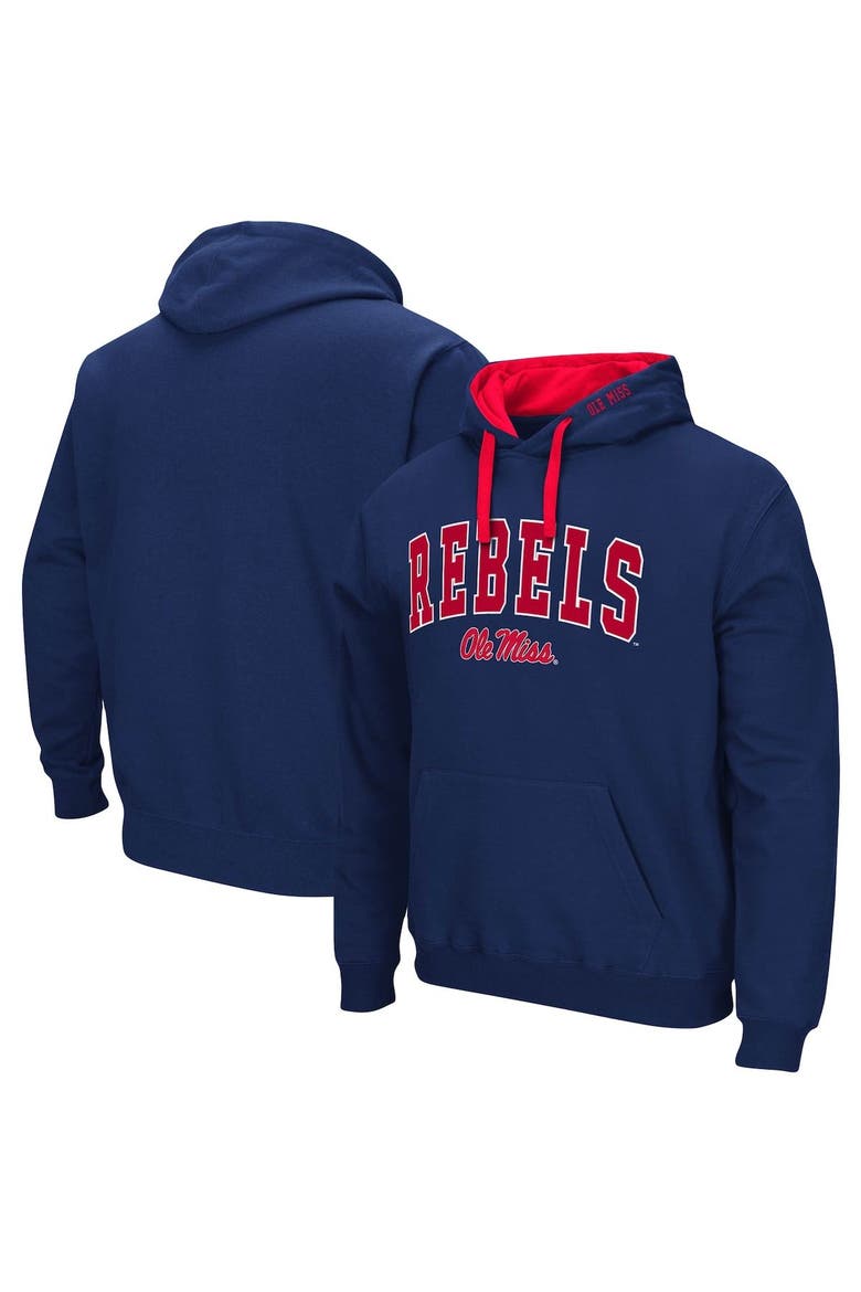 Men's Colosseum Navy Ole Miss Rebels Big & Tall Arch & Logo 2.0 Pullover Hoodie, Main, color, Navy
