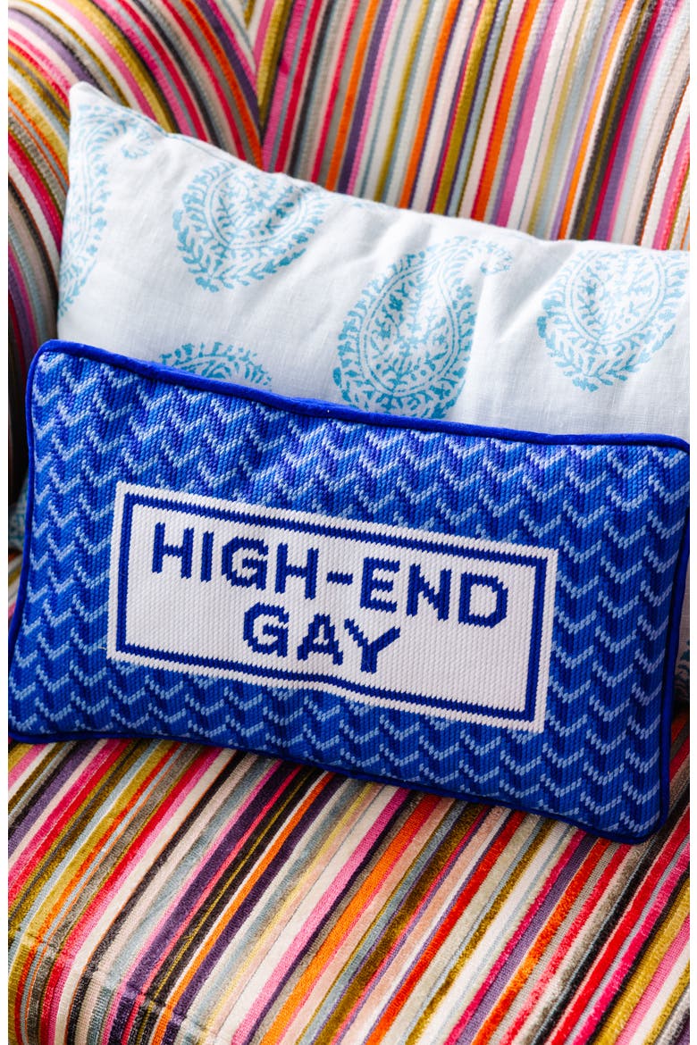 High End Gay Needlepoint Pillow, Alternate, color, High End Gay