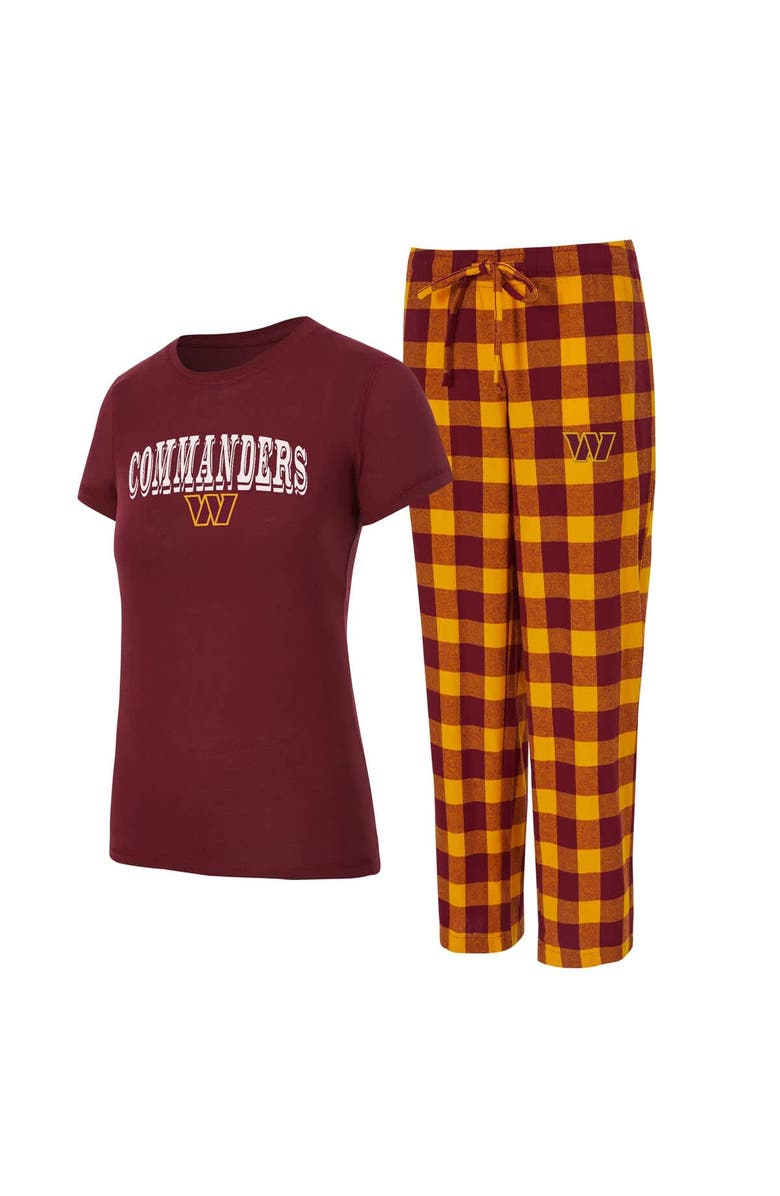 CONCEPTS SPORT Women's Concepts Sport Burgundy/Gold Washington Commanders Plus Avondale T-Shirt & Pants Flannel PJ Set, Main, color, Burgundy