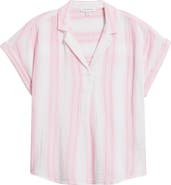 beachlunchlounge Arin Stripe Short Sleeve Cotton Shirt