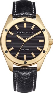 Perry Ellis Solar Powered 3-Hand Quartz Strap Watch, 41mm