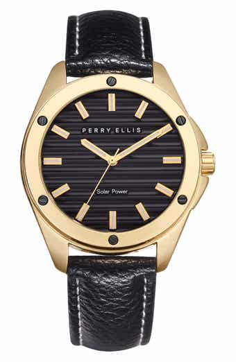 Perry Ellis Solar Powered 3-Hand Quartz Strap Watch, 41mm