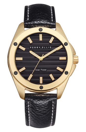 Perry Ellis Solar Powered 3-hand Quartz Strap Watch, 41mm