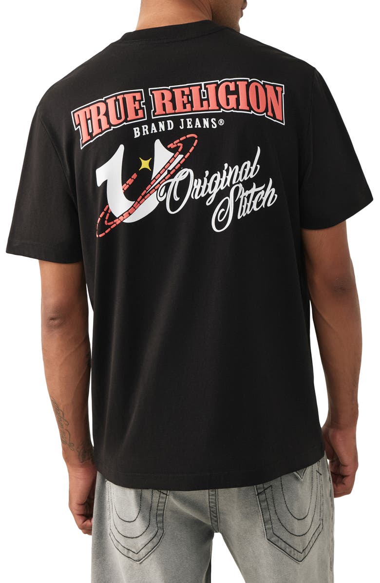 True Religion OG Stitch Cotton Graphic T-Shirt, Alternate, color, Jet Black