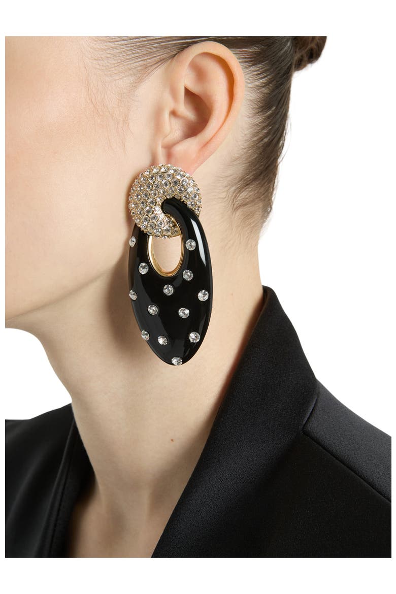 Lacquered Brass Organic Earrings with Crystals, Alternate, color, multicolor