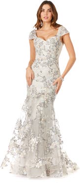 LARA New York Cap Sleeve Mermaid Gown