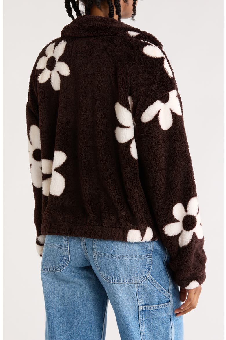 Printed Faux Shearling Jacket, Alternate, color, DEEP MAHOGANY