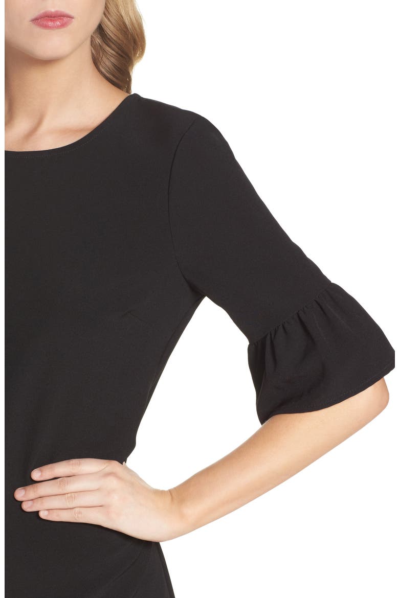 Bell Sleeve Shift Dress, Alternate, color, BLACK