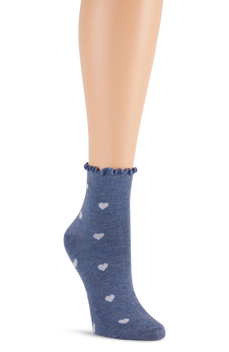 Laundry by Shelli Segal 6-Pack Assorted Lettuce Edge Anklet Socks, Alternate, color, Denim Heather/ White