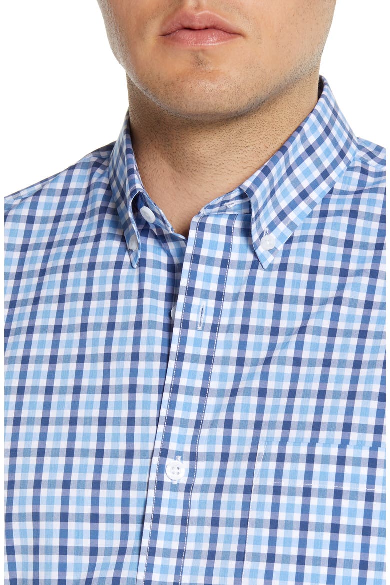 Tech-Smart Trim Fit Check Button-Down Sport Shirt, Alternate, color, BLUE RAIN CHECK