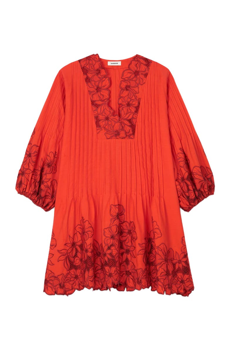 SANDRO Mini dress with floral details, Alternate, color, 
