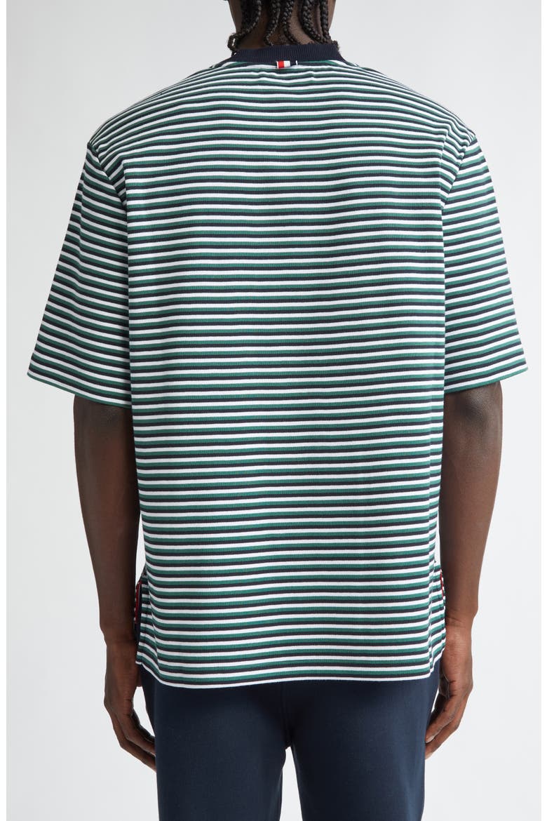 Oversize Stripe High-Low Hem Cotton T-Shirt, Alternate, color, NAVY/ GREEN/ WHITE