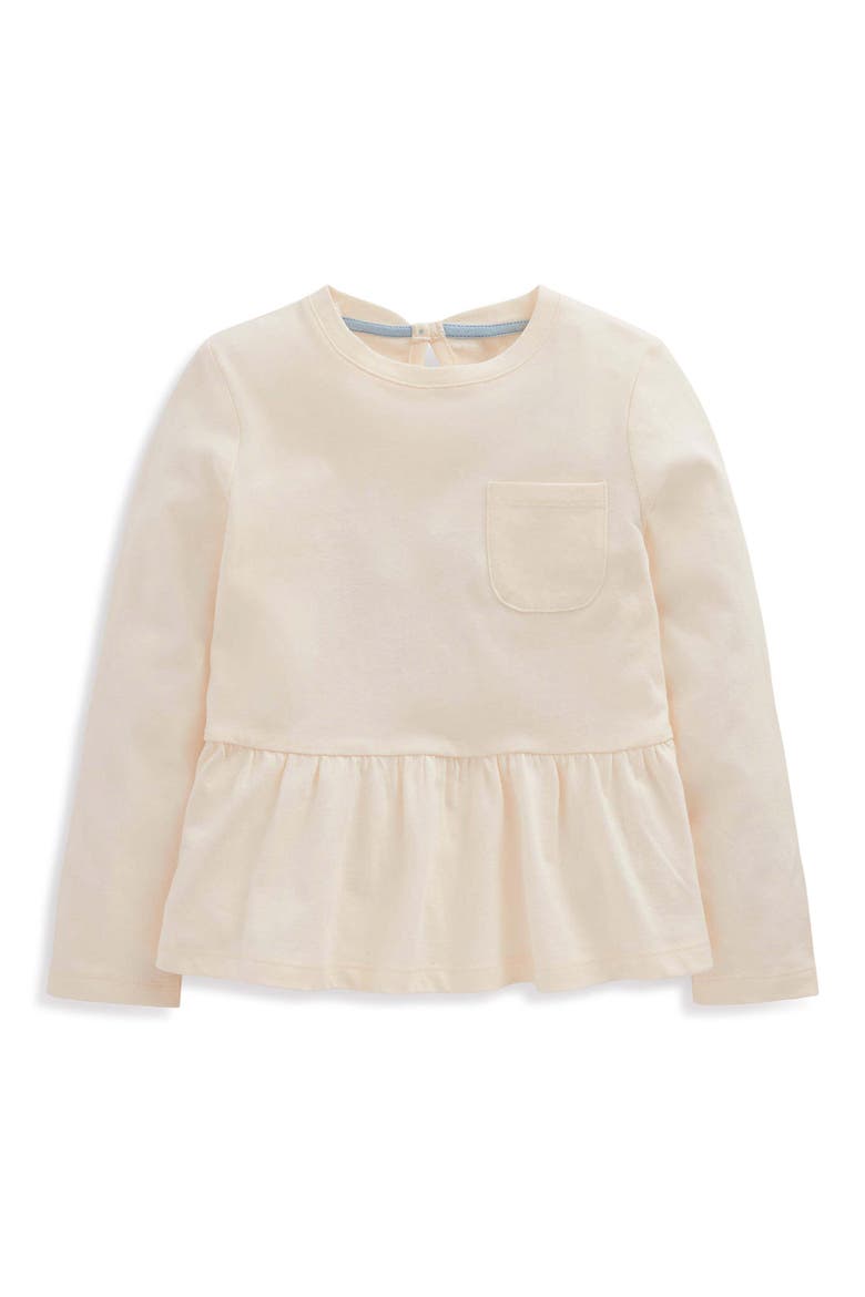 Kids' Long Sleeve Peplum Top, Main, color, SOFT IVORY
