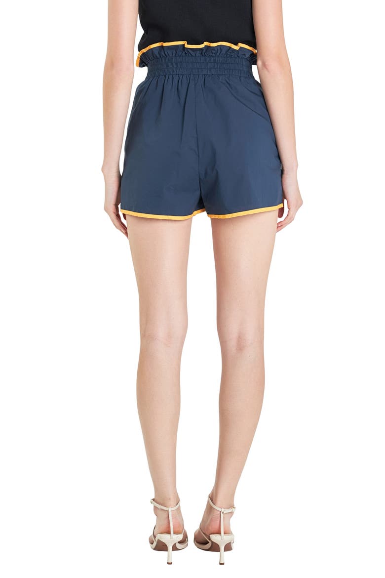 Contrast Paperbag Cotton Shorts, Alternate, color, NAVY