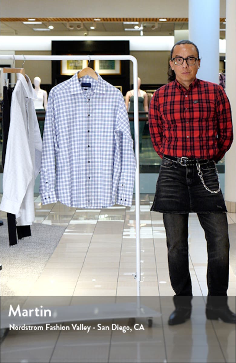 Trim Fit Check Cotton Twill Dress Shirt, sales video thumbnail