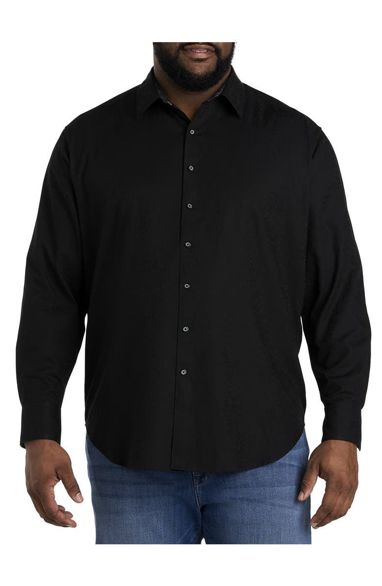 Robert Graham DXL Luther Tonal Sport Shirt, Alternate, color, Black