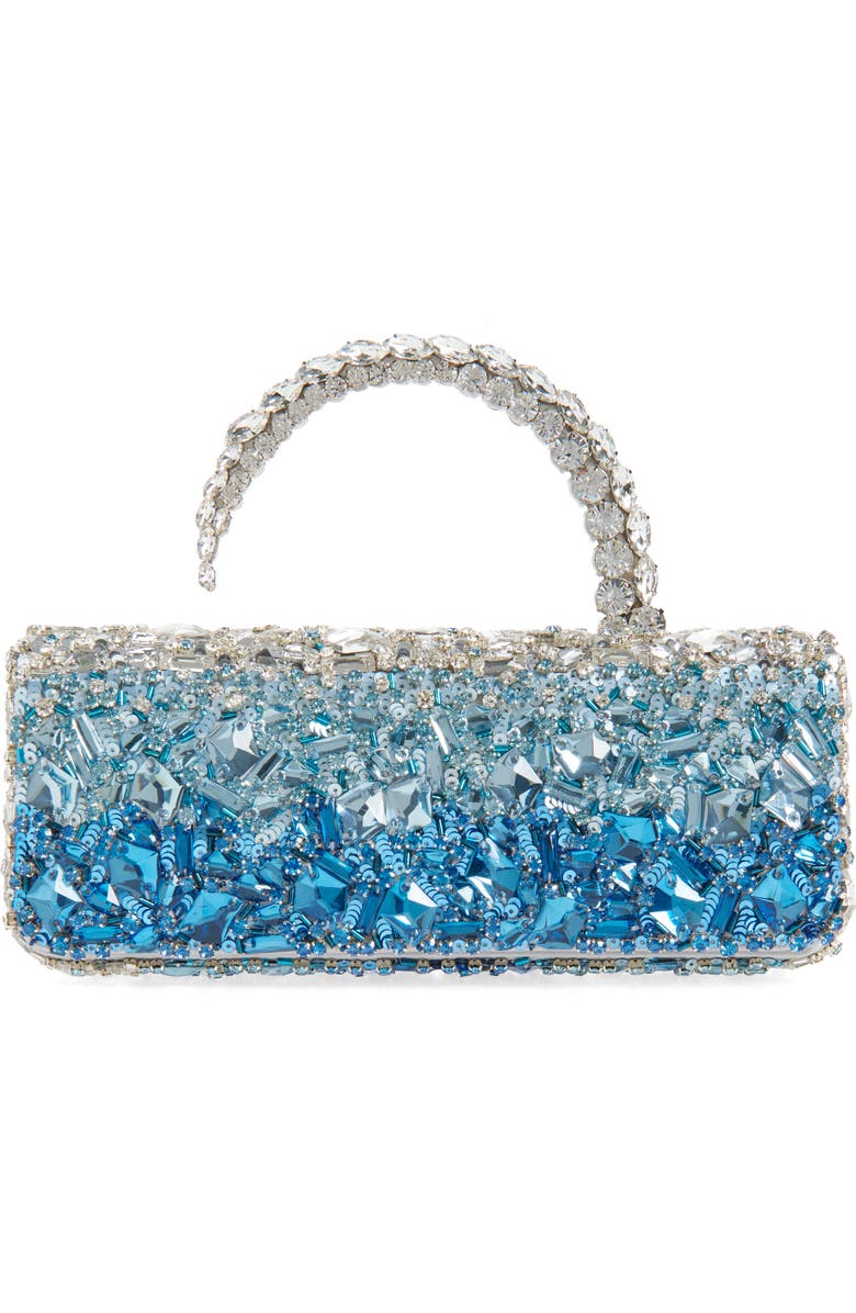 L’alingi Malika Embellished Satin Clutch, Main, color, Blue