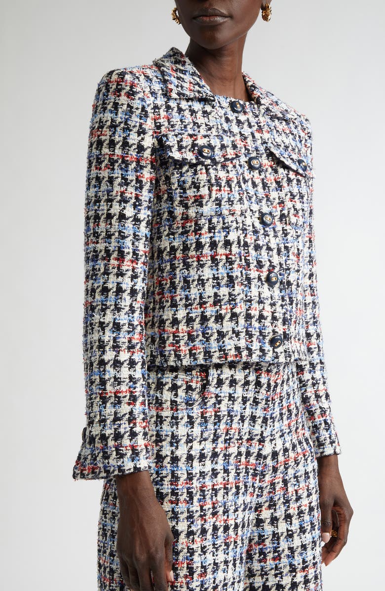 ST. JOHN Americana Houndstooth Eyelash Tweed Jacket, Alternate, color,