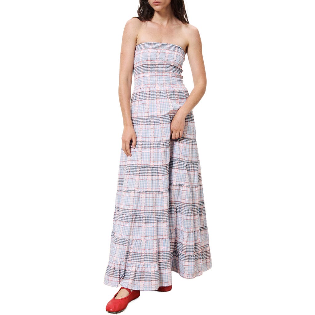 FRNCH Dalel Smocked Tiered Strapless Maxi Dress in Bleu Clair  product