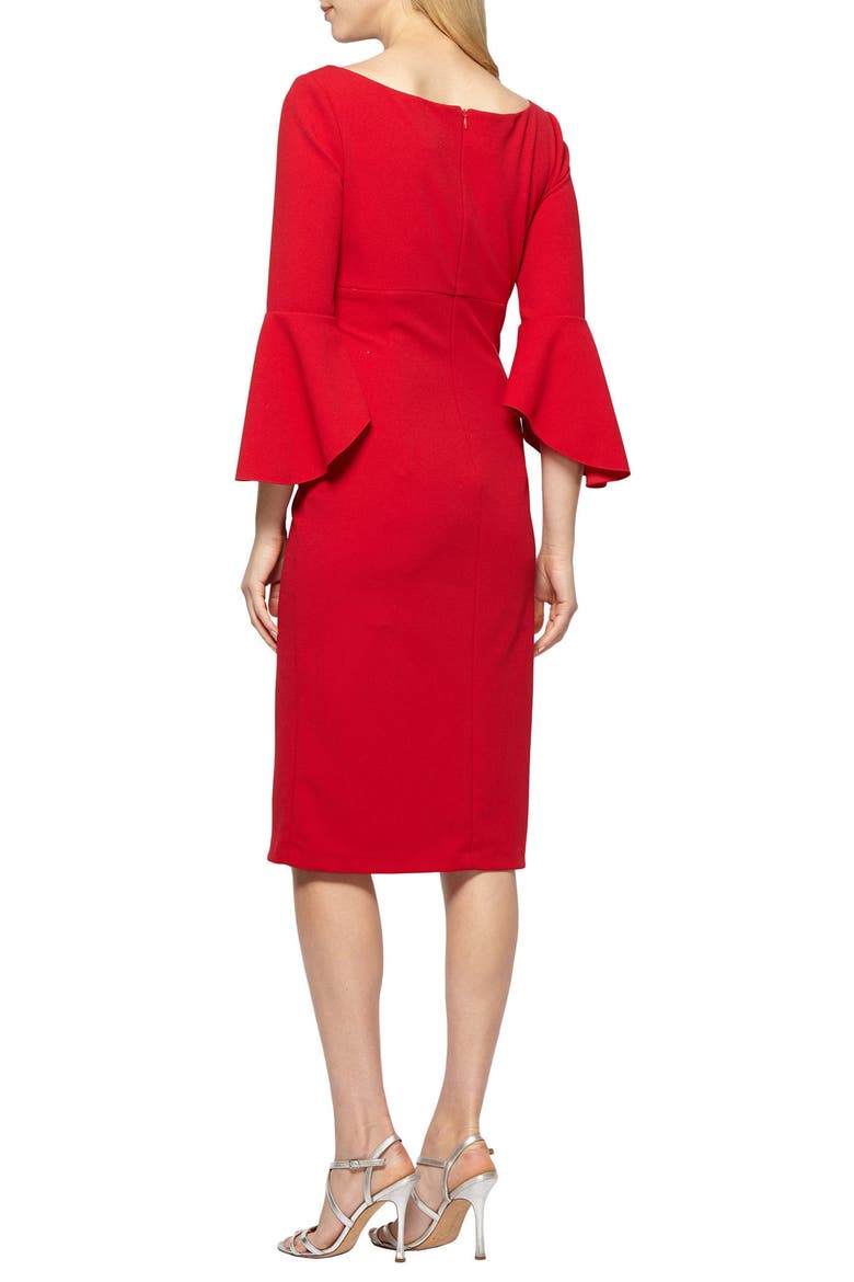 Bell Sleeve Sheath Dress, Alternate, color, APPLE RED