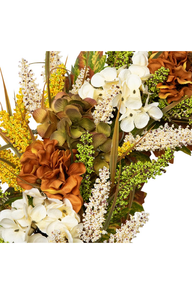 Northlight Hydrangeas and Pip Berry Clusters Floral Artificial Fall Harvest Wreath - 28", Alternate, color, White