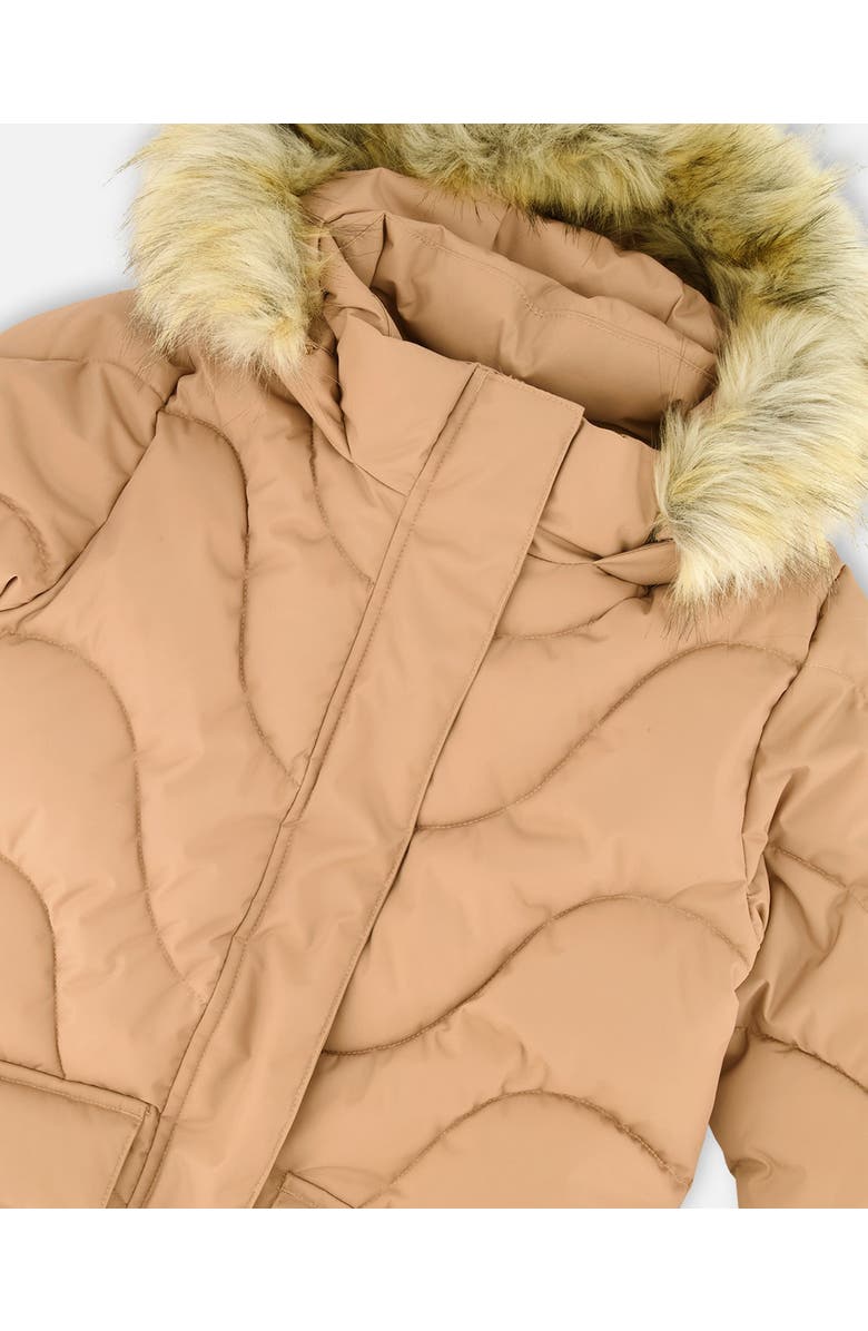 Deux par Deux Long Wavy Quilt Puffy Winter Coat, Alternate, color, Chanterelle