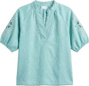 Cartolina Catalina Embroidered Linen Top