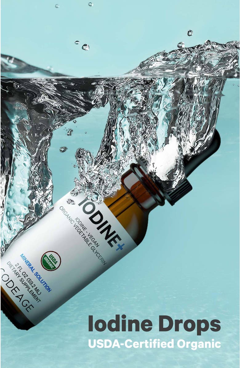 Codeage Iodine Liquid - USDA Organic Vegan Mineral Drops, Alternate, color, White