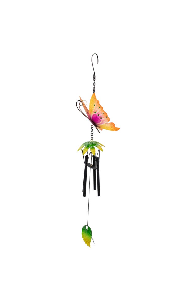 Northlight 19" Orange Metal Butterfly Outdoor Garden Windchime, Alternate, color, Orange