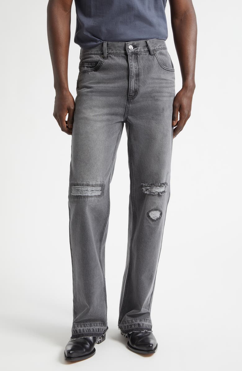 MIDNIGHT RODEO Texoma Distressed Flare Leg Jeans, Main, color, Light Gray Wash