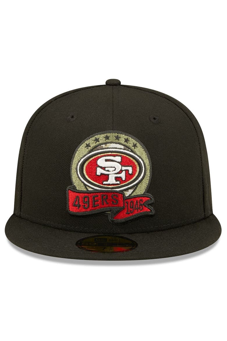 Men's New Era Black San Francisco 49ers 2022 Salute To Service 59FIFTY Fitted Hat, Alternate, color, Black